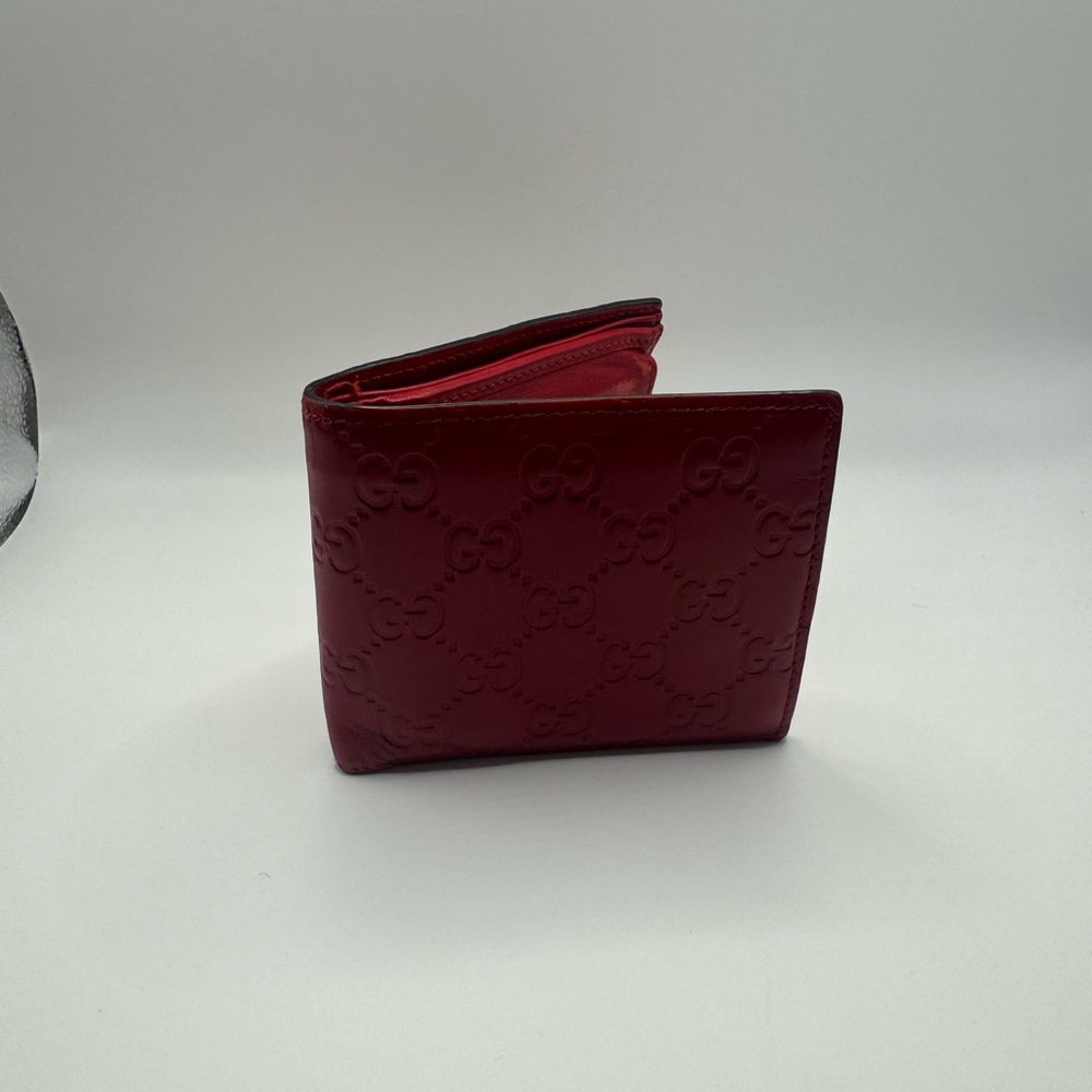 Gucci Guccissima Red Bifold Leather Wallet